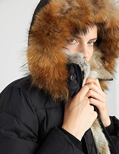 Escalier Womens Winter Down Coat With Real Raccoon Fur Hooded