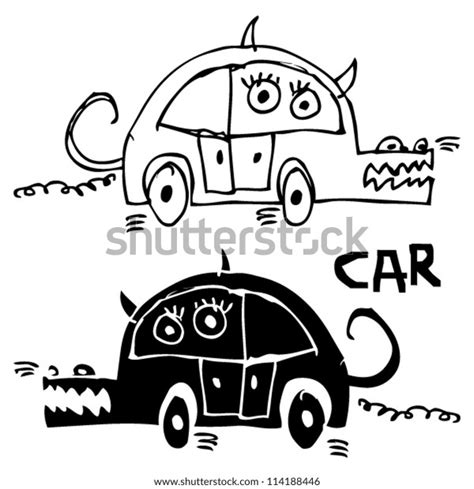Funny Doodle Car Stock Vector Royalty Free 114188446 Shutterstock