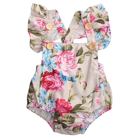 2017 Baby Girls Floral Bodysuit Infant Babies Girl Flower Bodysuits