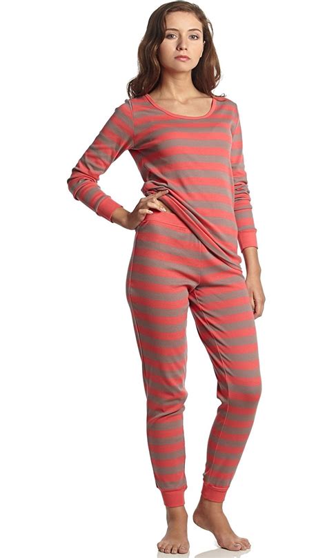 leveret leveret women fitted striped 2 piece pajama set 100 cotton medium rose and antler