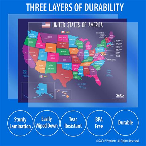 Map Of Usa States And Capitals Poster Laminated 17 X 22 Inches