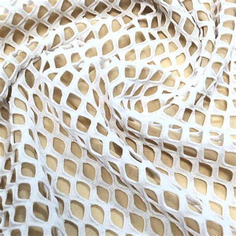 Large Hole Fishnet White 4 Way Stretch Shine Trimmings And Fabrics