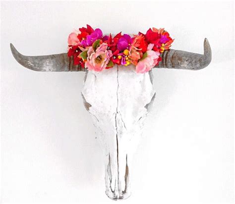 I Like The Flower Crown Addition To The Steer Skull Pretty And Feminine