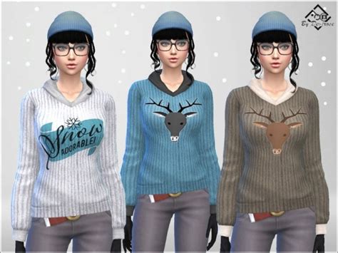 The Sims Resource Winter Pullover By Devirose • Sims 4 Downloads
