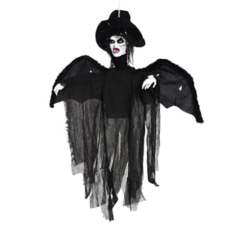 1 Piece Halloween Terror Hanging Witch Ghosts Props Eye Glowing Voice