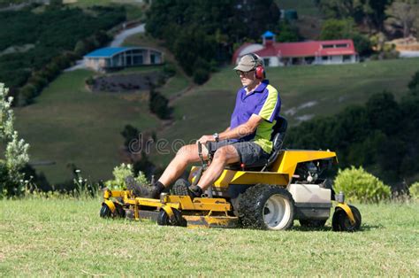 Man Ride On Lawn Mower Editorial Stock Image Image Of Mower 35499329