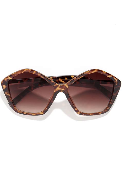 Chic Brown Sunglasses Tortoise Sunglasses Hexagon Sunglasses 10 00