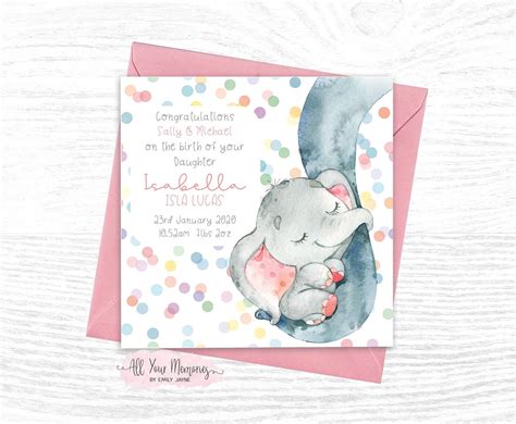 Personalised New Baby Girl Card Congratulations On The Birth Etsy
