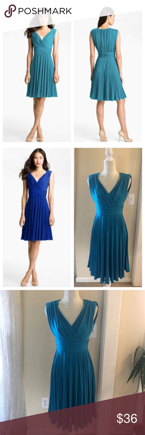 Ivy And Blu Blue Pleated Jersey Fit And Flare Dress Fit And Flare Dress