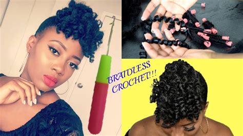 BRAIDLESS CROCHET BRAIDS FRONT AFRO PUFF Natural Hairstyle W Marley Hair TUTORIAL YouTube