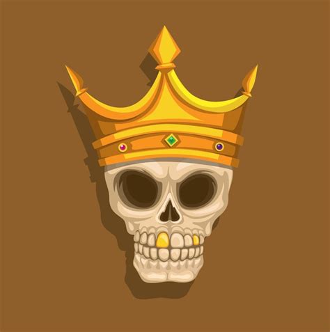 Premium Vector Skull King With Crown And Gold Teeth Mascot Cartoon