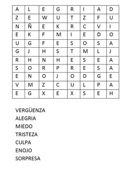 Sopa De Letras De Las Emociones