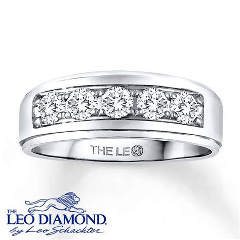 Jared Leo Diamond Mens Band 1 Ct Tw Round Cut 14k White Gold Throughout Jared Jewelers Men039s Wedding Bands 