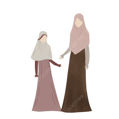 Gambar Ilustrasi Ibu Dan Anak Muslim Avatar Muslim Ibu Dan Anak Png