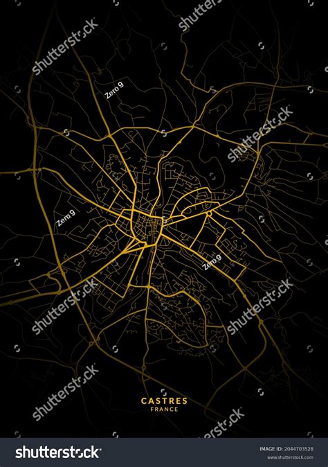 Castres France Map Castres City Gold Stock Illustration 2044703528