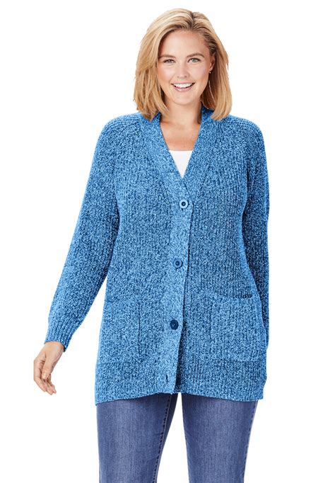 Woman Within Woman Within Women S Plus Size Long Sleeve Shaker Cardigan Sweater Walmart Com
