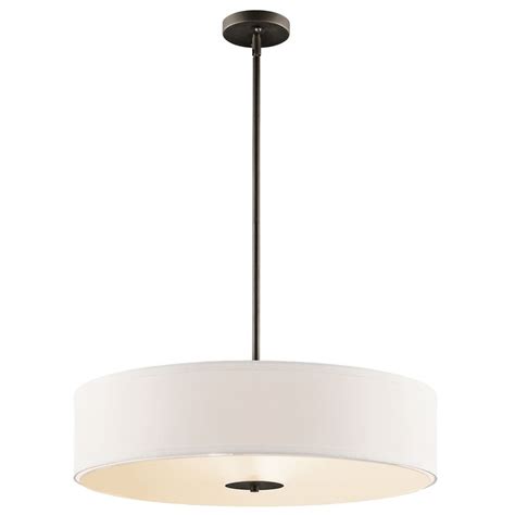 These delightful fixtures come in widths ranging from five inches to 49 inches. Kichler Drum Pendant Light with White Shade in Olde Bronze ...