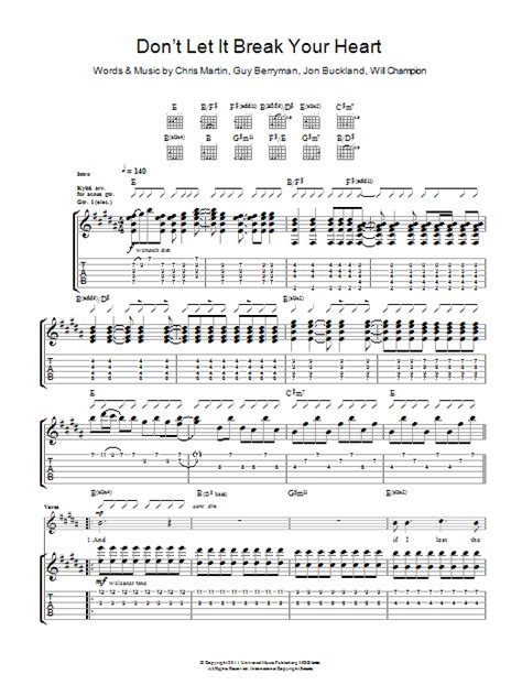 Dont Let It Break Your Heart By Coldplay Guitar Tab Guitar Instructor