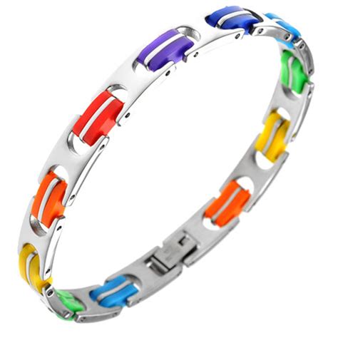 Gay Pride Bracelet Rainbow Colored Bracelet Stainless Steel Etsy