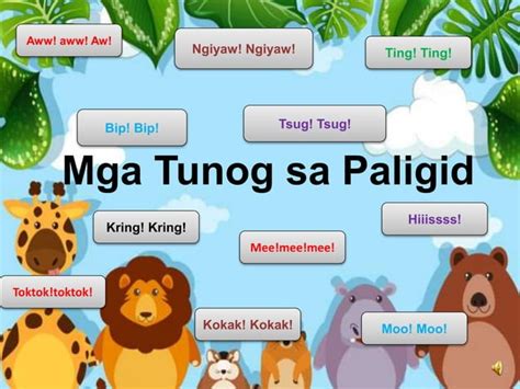 Tunog Ng Mga Hayop At Bagay Sa Paligid Worksheet Arto