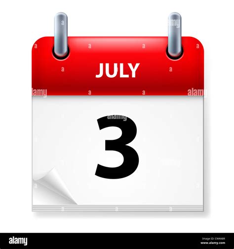 Third July In Calendar Icon On White Background Stock Photo Alamy