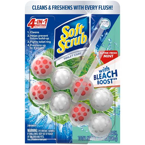 soft scrub 4 in 1 rim hanger toilet bowl cleaner alpine fresh with bleach 2 count