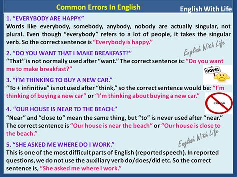 Common Errors In English Vocabulary Home