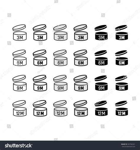 Expiration Date After Opened Icons Set Stock Vector Royalty Free
