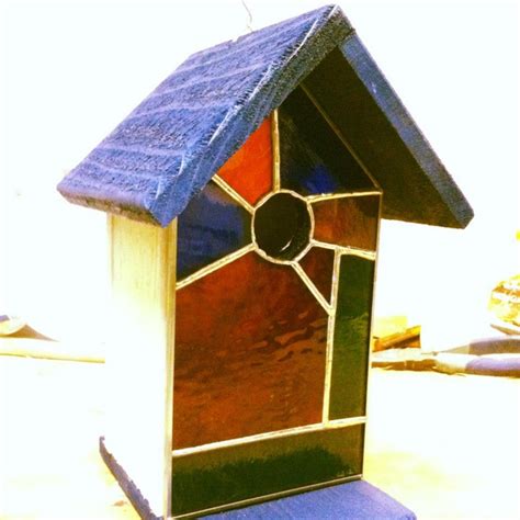 Stained Glass Birdhouse Custom Order Stained Glass Mosaic Bird