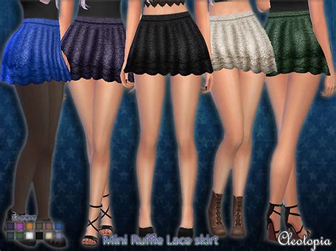The Sims Resource Set38 Lace Ruffle Mini Skirt