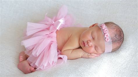 Cute Newborn Baby Girl Sleeping Stock Footage Video