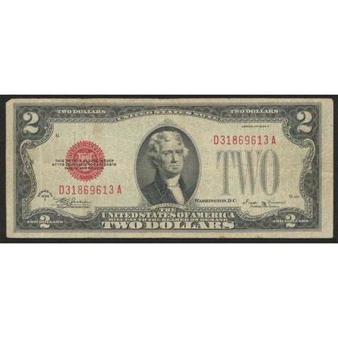1928 2 Two Dollar Red Seal United States Bank Note Bill Pristine Auction