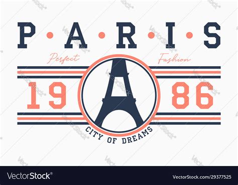 Paris Typography For T Shirt With Slogan Vector Image