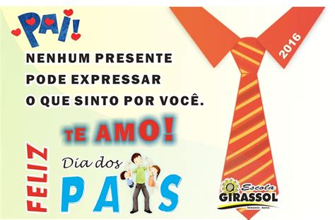 CartÃo Dia Dos Pais Infantil Escola Girassol Remanso Bahia