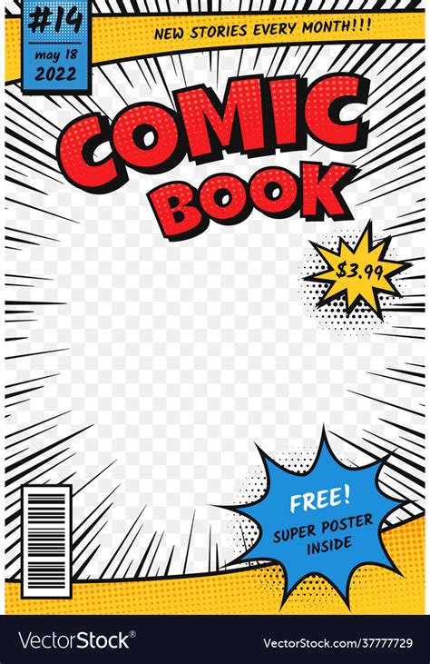 Comic Book Cover Retro Comics Title Page Template Vector Image