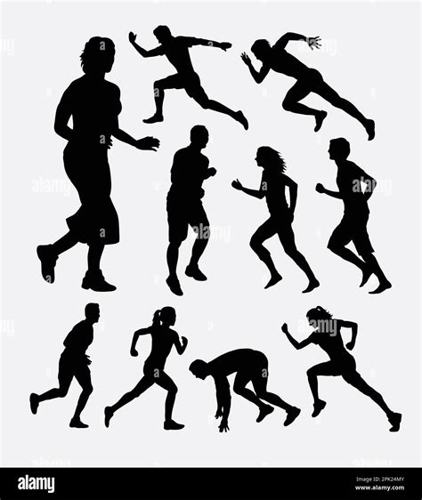 People Running Silhouettes Stock Vector Image And Art Alamy