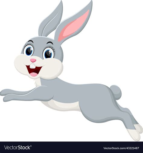 Cartoon Happy Rabbit Jumping Royalty Free Vector Image