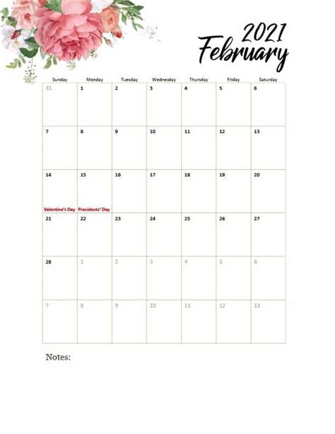 Free Floral Printable Calendar 2021 Pdf Strength Essence