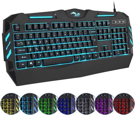 Bakth 7 Colors Led Backlit Gaming Keyboard Mechanical Feeling And