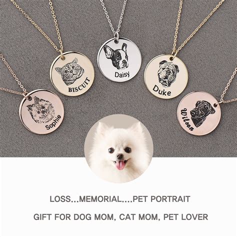 Custom Pet Portrait Dog Necklace For Mom Dog And Cat Necklace Etsy