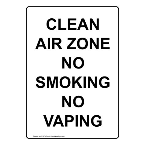 Vertical Sign No Smoking Area Clean Air Zone No Smoking No Vaping