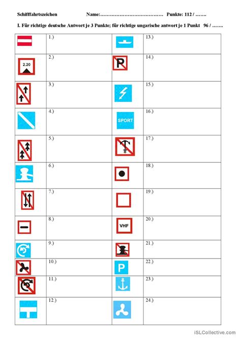 Schifffahrtszeichen Deutsch Daf Arbeitsbl Tter Pdf Doc