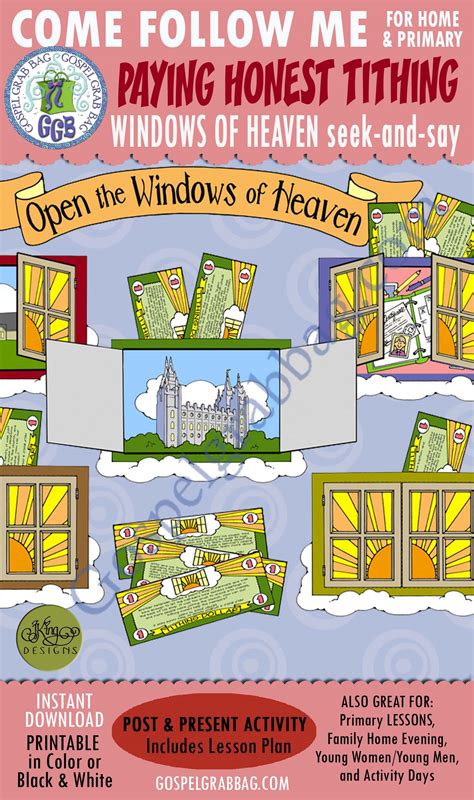 Tithing Commandments Lds Lesson Activity Windows Of Heaven Come