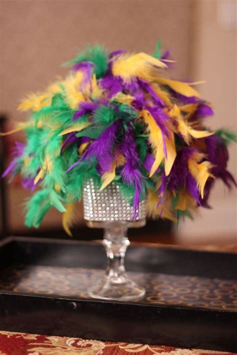 Small Mardi Gras Feather Kissing Ball Centerpiece Feather Etsy