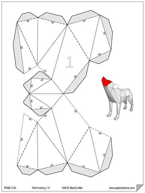 Howling Wolf Papercraft Template Instant Download Etsy Papercraft