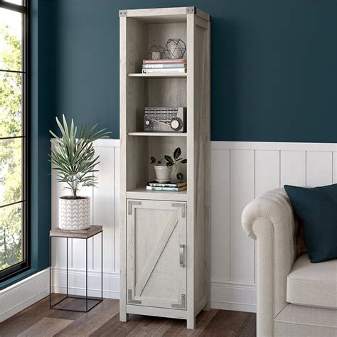 Cottage Grove Tall Narrow 5 Shelf Bookcase In Cottage White