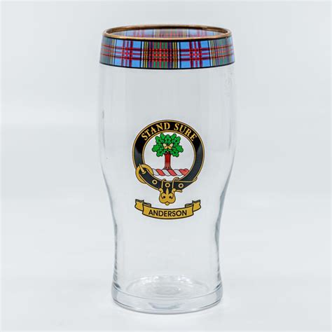 Anderson Clan Crest Pint Beer Glass Scottish Shop Macleods