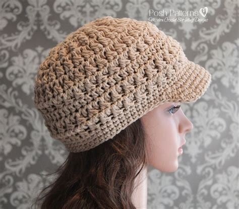 Cluster Crochet Newsboy Hat Pattern Visor Hat