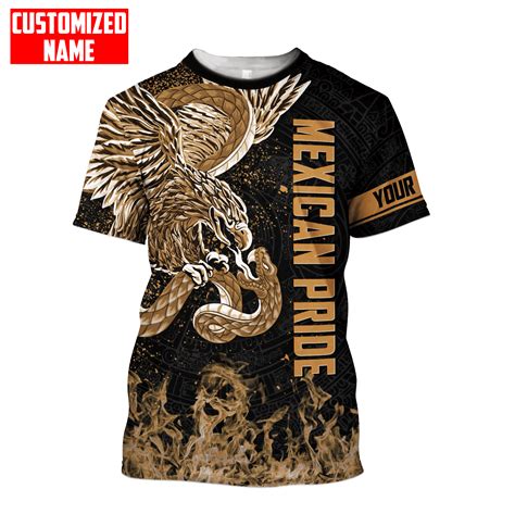 Tmarc Tee Personalized Mexico Eagle Snake Mexican Pride Gold Shirts