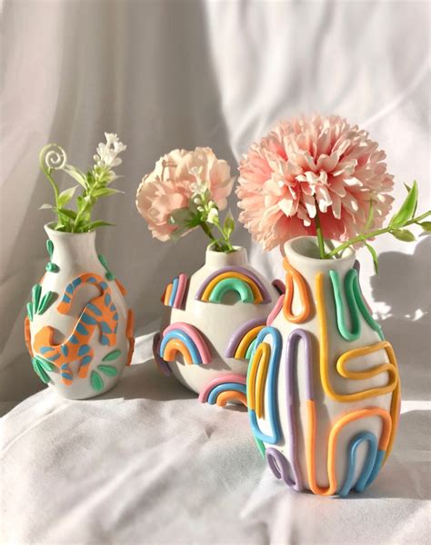 Retro Eclectic Colorful Bud Vase Cute Ceramic Vase Rainbow Pot